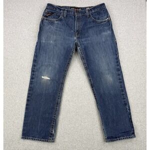 Ariat Jeans Mens Fits 36x29 Blue M3 Flame Resistant Cat 2 Straight Distressed